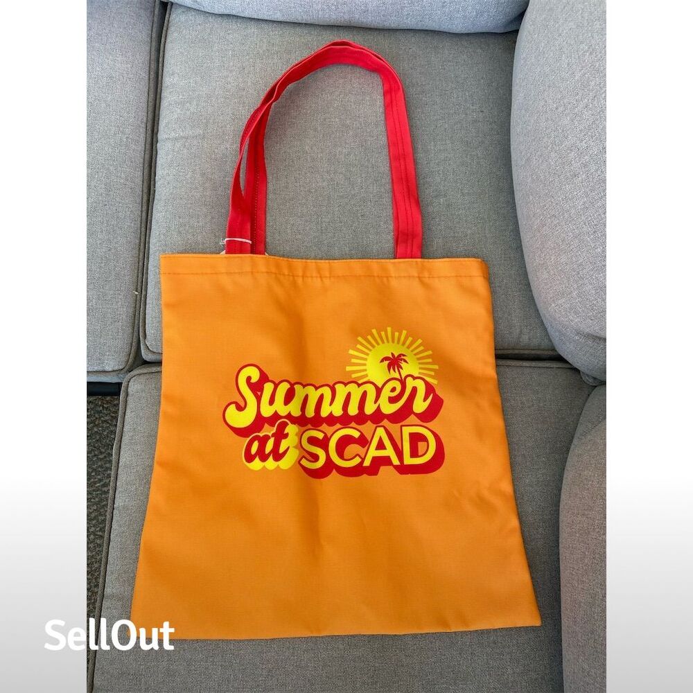 SCAD Summer Tote Bag Unisex Orange Red Eco-Friendly Graphic Print - Picture 3 of 3